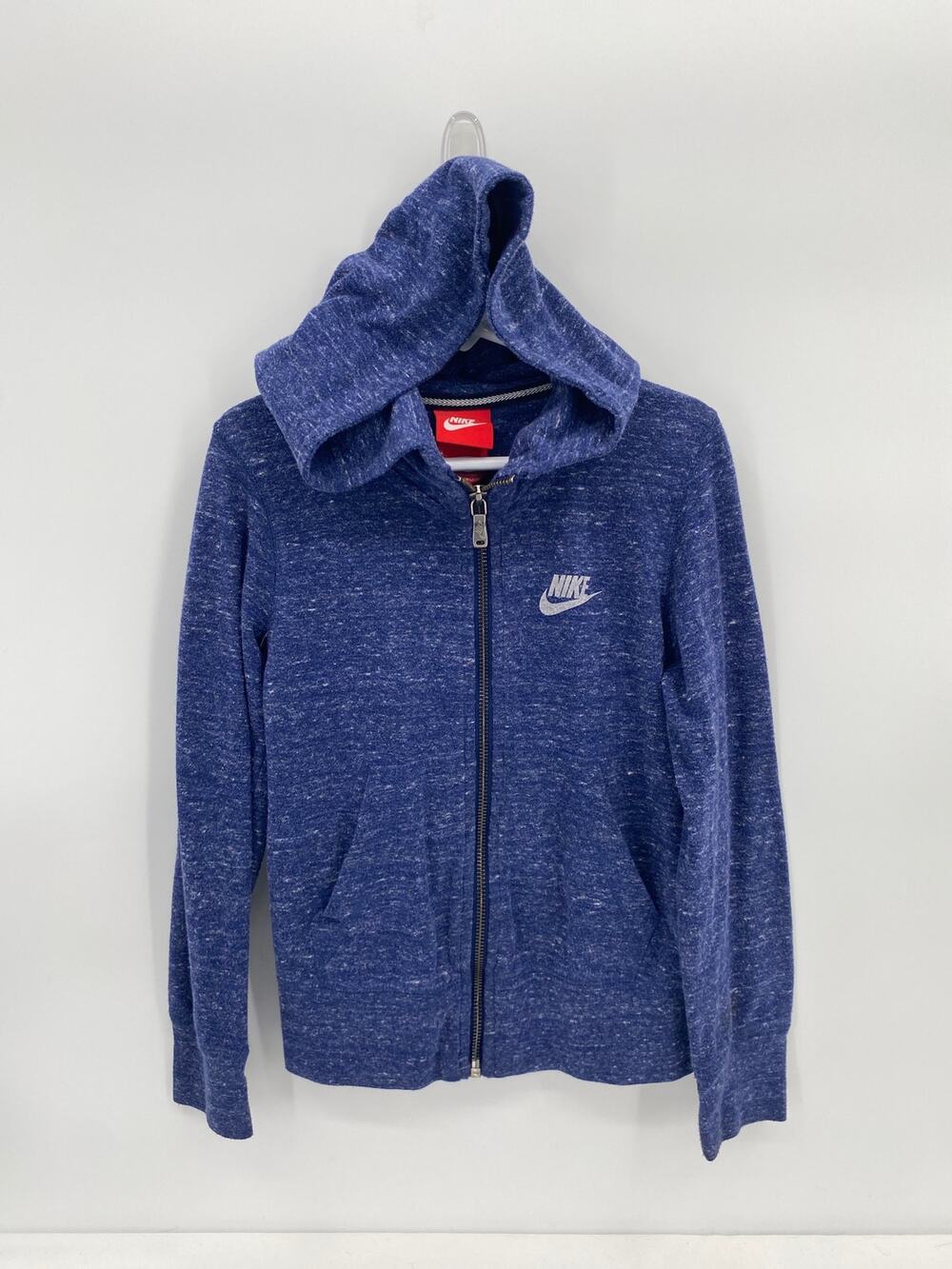 Nike Blue Vintage Space Dye Full Zip Hoodie Sweatshirt Kids Small